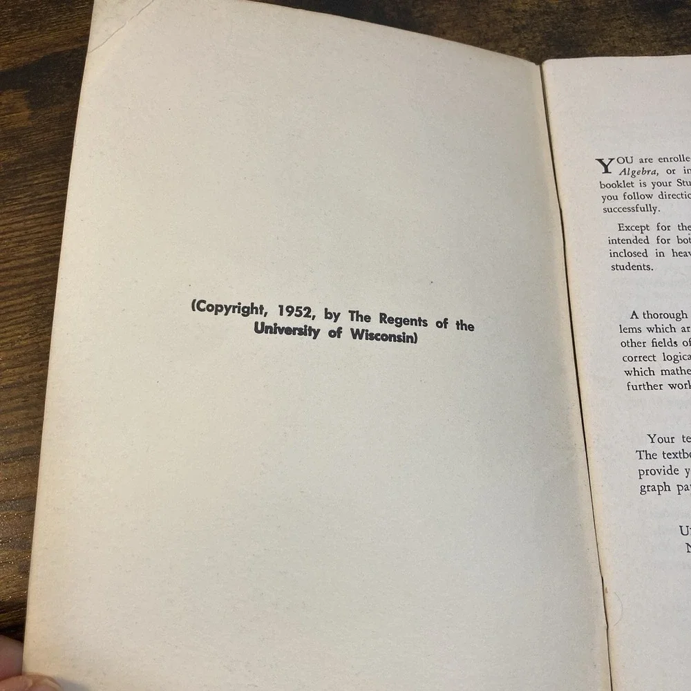 College Algebra Armed Forces Institute Study Guide Book 1952 Madison 3 Wisconsin